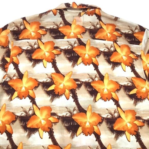 Quiksilver Hawaiian Shirt Men's Large Button Up Hibiscus Floral 100% Polyester - Picture 5 of 8